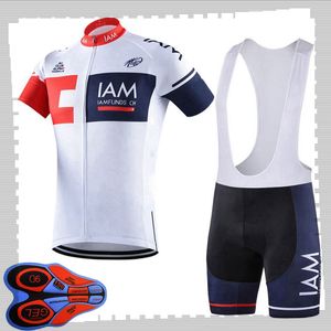 Pro Team Iam Cykling Korta ärmar Jersey (Bib) Shorts Sätter Mens Sommar Andningsväg Cykelkläder MTB Bike Outfits Sport Uniform Y21041515