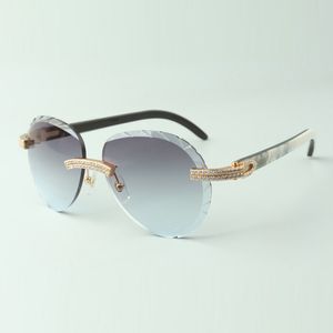 2022 Classic double row diamond sunglasses 3524027 with mixed buffalo horn arms glasses, Direct sales, size: 18-140 mm