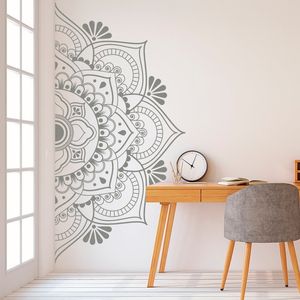 Halv mandala väggdekal headboard dörr fönster vinyl klistermärken huvud sovrum yoga studio heminredning boho stil prydnad konst E706 210705