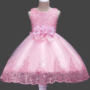 Paillettes in pizzo Abito da sposa da sera formale Tutu PrincDrFlower Girls Abbigliamento per bambini Festa per bambini Drfor Vestiti per ragazza X0803