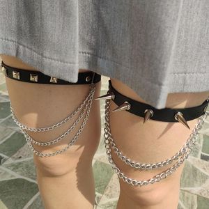 Anklets Rivets Pu Leather Leg Tassel Chain Sexy Punk Love Garter Sock Harness Adjustable Bondage Cosplay Goth Foot Ring Anklet