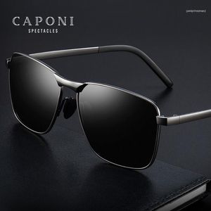 Siyah Araba Güneş Gölgeleri toptan satış-Güneş Gözlüğü Caponi Erkekler Güneş Gözlükleri Polarize Araba Sürüş Erkek Hafif Kare UV Ray Koruma için Siyah Tonları CP2462