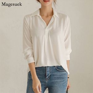 Fashion Chiffon Blouse Women Turn-down Collar Casual Long Sleeve Shirt Autumn Korean White Office Blouses 11612 210512