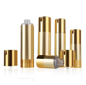 15ml 30ml 50ml Gold / Silver Pusta Kosmetyka Airless Bottle Portable Refillable Dispensator Butelki do balsamu Podróży SN2661