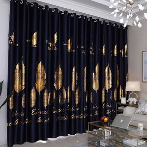 Silver Leaf Blackout Curtain for Bedroom Gold Shiny Kids Children Nursery Home Decor Window Treatment Drapes JS36C 210712