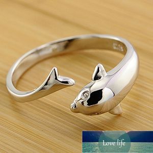 100% 925 sterling silver fashion Dolphin animal ladies`finger rings jewelry women open ring no fade drop shipping birthday gift Factory price expert design Quality