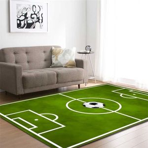 3D Bedroom Rugs Soccer Boys Play Rug Carpet for Home Living Room Decor Kitchen Mat Parent-child Games Football Floor Area Rug 211204