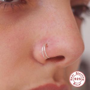 Nowy 8mm Segment Rings Hoop Piercing Ear Piercing Tragus 925 Silver Nose Pierścień Chartilage Tragus Sexy Body Jewelry Nariz