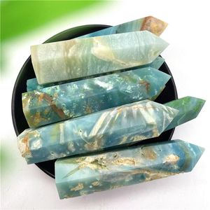 Objetos decorativos Estatuetas 1 pc Natural Amazonite Point Pirâmide Pirâmide Obelisk Quartz Wand Ornamento para Decoração de Casa Pedras e minerais