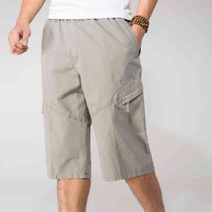 Män Casual Baggy Cargo Shorts Stora Big Plus Storlek Bermuda 4XL 5XL 6XL Man Sommar Kläder Militärlös Bomull Svart 210518