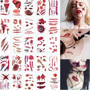 Party Decoration pack Halloween Tattoo Stickers Simulation Horror Bleeding Suture Scars DIY Supplies S