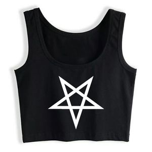 Kırpma Üst Kadın Pentagram Harajuku Tank Üst Kadın Vintage Kadın Giysileri X0507