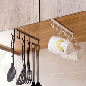 Kitchen Storage & Organization Metal Hangers 6 Hooks Rack Mug Tea Cup Holder Iron Hanging Under Cabinet Shelf Space Save