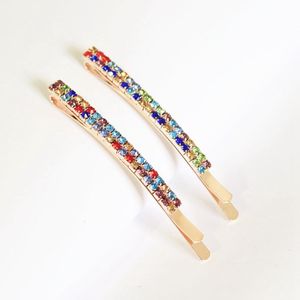 Girl Crystal Rhinestone Hair Clips Lady Women Barrette Colored Blue Red Diamond Hairpin BB Clips Headdress Hairs Accessories