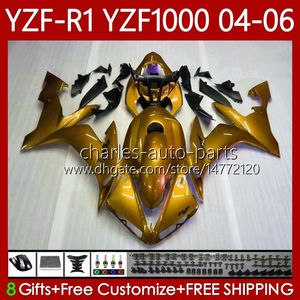 Kit de feiras para Yamaha YZF-R1 YZF R1 1000 CC YZF1000 Gold Gold YZFR1 04 05 06 Bodywork 89No.75 YZF R1 1000CC 2004 2005 2006 YZF-1000 2004-2006 OEM Body Motorcycle