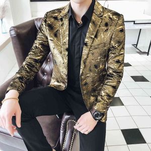 Luxury Gold Slim Fit Blazer Hombre Formell Jacka Masculino Bröllop Blazers Prom DJ Sångare Chaqueta Hombre Blazer Men Suit Jacket 210527