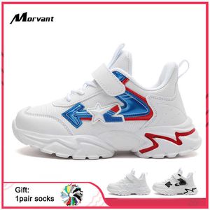Barn sneakers lätta andningsbara barns avslappnade skor dämpande mjuka sula barnskor läder mesh boys tjejer skor g1025