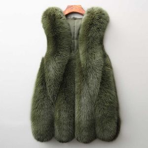 Zadorin nova chegada longo faux peles colete macio jaqueta plus size mulheres magro casacos falsos de alta qualidade gilet de pele artificial y0829
