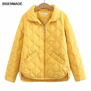 Women Clothing Short Parka Plus Size Autumn Winter Thin Padded Jacket Warm Simple Loose Buttons Split On Both Sides Quilted Coat 211104
