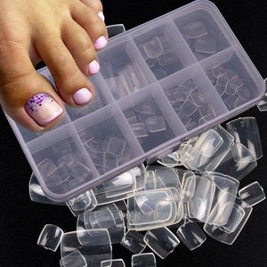 Bouts Artificiels D'ongle D'orteil achat en gros de Faux Nails Naturels Acryliques Toe Artificial Blanc Conseils transparents pour l art Décoration DIY Salon Outils