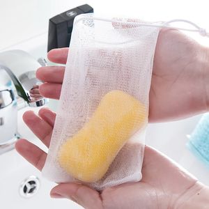 9x12cm Exfoliating Mesh Soap Pouch Bubble Foam Net Bath Scrubber Sack Saver Drawstring Holder Väskor