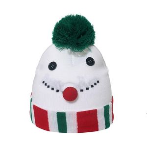 christmas Sequin Santa Knitted Hat Winter Warm Tassel Ball Long Scarf Cartoon Reindeer Boys Girls cap LLD10620