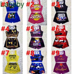 Frauen Trainingsanzug 2 Stück Set Shorts Yoga Hosen Outfits Designer Cartoon Brief Gedruckt Casual Damen Kleidung Hosenträger Tops Anzug