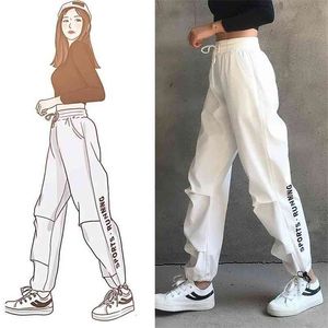 High waist pants loose joggers women army harem camo streetwear punk black cargo s trousers Korean ins 210925