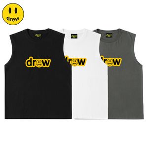 Drew House Smiley Face Oversize T shirts Mouwloos Tij High Street Katoenen Heren en Dames T shirt Vest Ontwerper Casual Tops