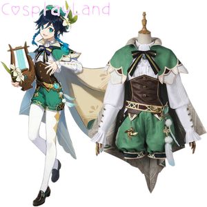 لعبة Genshin Impact Venti Cosplay Costume Carnival Halloween Outfit Women Suit Venti Comple Play Lolita Clothing Y0903