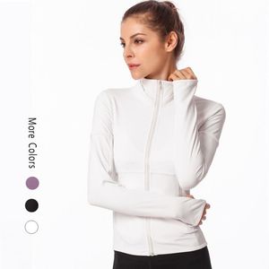 Kvinnor Athletic Sport Shirts Slim Fit Långärmad Fitness Coat Yoga Crop Tops med Thumb Holes Gym Jacka träningströjor Outfit