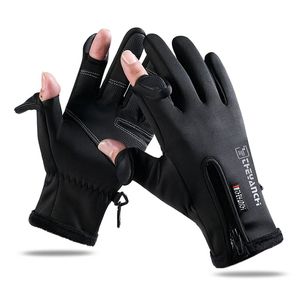 Winter Ski Gloves Men Women Windproof Waterproof Outdoor Sports Warm Non-slip Touch Screen Fingerless Cycling Fishing Gloves 220208