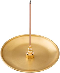 3 in 1 Stick Incense Burner, 5.5 Inch Brass Incenses Holder, Alloy Cone Ash Catcher for Indoor Outdoor Use