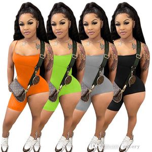 Sexiga Kvinnor Fritid Jumpsuits Suspender Rompers Solid Color Onesise Knitting Pit Strip Bodysuit Backless Sommar One-Piste Sports