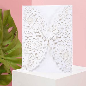 Hollow Fashion Butterfly Invitations Card Wedding Engagement Graduacion Party Invite Bomboniere Forniture Regalo Auguri Compleanno Vacanze Biglietti di ringraziamento JY0873