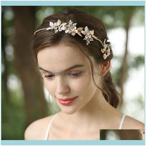 Saç takı mücevher klipleri barrettes boho altın çiçek taç gelin tiara kadın yaprak saç bandı el kablolu düğün başlık parçası aessori