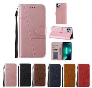 PU Leather Pell Phone Case لـ iPhone 14 13 12 11 Pro X XR XS Max 7 8 Plus Double Colors Wallet Flip Kickstand Case مع إطار صور