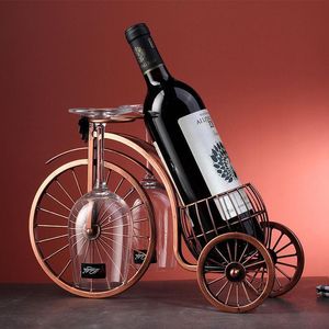 Diğer Ev Dekor Oturma Odası Şarap Vitrin Asılı Cam Tutucu Demir Sanat Retro Üç Tekerlekli Bisiklet Masaüstü Dekoratif Raflar