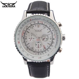 JARAGAR Luxury Top uomo orologi meccanici automatici 6 lancette cinturino in pelle orologi quadrante grande per orologi da polso maschili Q0902