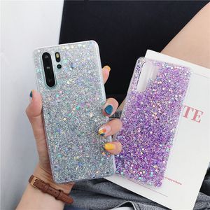 Роскошный блеск Bling телефон дела для Huawei P40 P30 P20 Lite Pro Mate 30 20 Pro Lite Soft эпоксидный Яркий блестящий задней стороны обложки