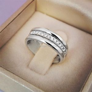 Row Diamond Ring Band Silver Gold Nightgagement Wentment Women Erkekler İçin Çift Moda Takı Will ve Sandy