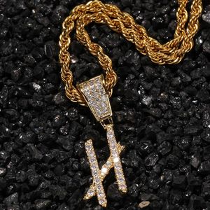 Pendant Necklaces Bling Easy Style 24 Letters Zircon Necklace Mirco Pave Prong Setting For Men Hip Hop Jewelry BP041