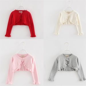 Baby Girl Cadigan Long Sleeve Little Cotton Knitted Sweater Jacket Toddler Shrug Coat Infant Cropped Knit Bolero Clothes 211204