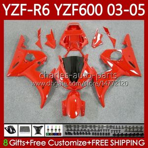 Kit corpo per YAMAHA YZF-R6 YZF600 YZF R6 600CC Rosso lucido 2003-2005 Carenatura 95No.220 YZF R 6 YZFR6 03 04 05 Carrozzeria YZF-600 600 CC 2003 2004 2005 Carenatura moto