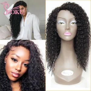 Syntetiska peruker 30% Human Kinky Curly for Black Women 18 Inch Machine Made Wig Heat Motent Fiber Hair Invisible Skin Soku