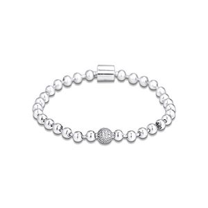 2019 mulheres lisas redondas grânulos pavimentar pedra 925 esterlina prata encantos pulseiras jóias femininas