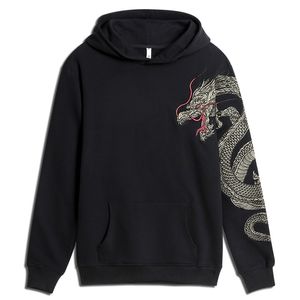 Ankomst Full Sweatshirt Dragon Broderi Coat National Giant Hoodie Ja Hooded Casual Animal Bomull Hoodies 210813