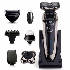 6in1 macchina da barba bagnata/asciutta Rasoio 5D Rasoio elettrico ricaricabile Rasoio elettrico portatile per uomo kit per toelettatura da viaggio P0817