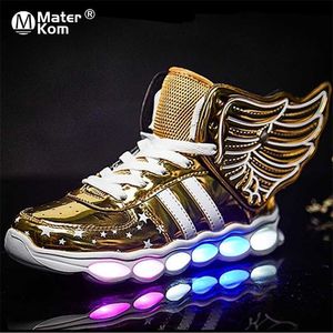 Size 25-37 Children USB Charge Luminous Sneakers Boy Non-slip Shoes Kids Wear-resistant Glowing Girl Led Light Up 220115