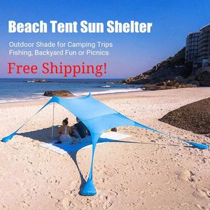 Barraca de praia Beach Sunshade Sun Shade Barraca com Sandbag Tendas Canopy Sombra Membrana para Beach Guarda-chuva Tendas Tent Yoholoo X0707